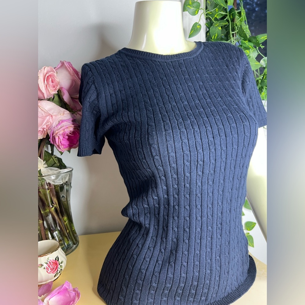 Navy Ribbed Knit Tee (💙Casual Express) ✨BNWT✨